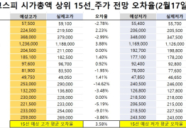 코스피 시가총액 상위 15선_2월 17일_오차율