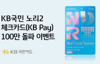 KB국민카드, '노리2 체크카드' 100만 달성 이벤트